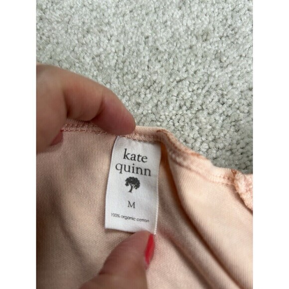 KATE QUINN ORGANICS V-Neckline 3/4 Length Sleeve Cinched Top Peach Medium Women - Picture 3 of 7